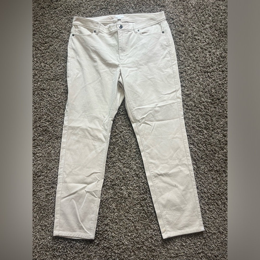 NWT J Jill JJill Jeans Size 14 Oatmeal Off White Velvet Velour Pants Soft